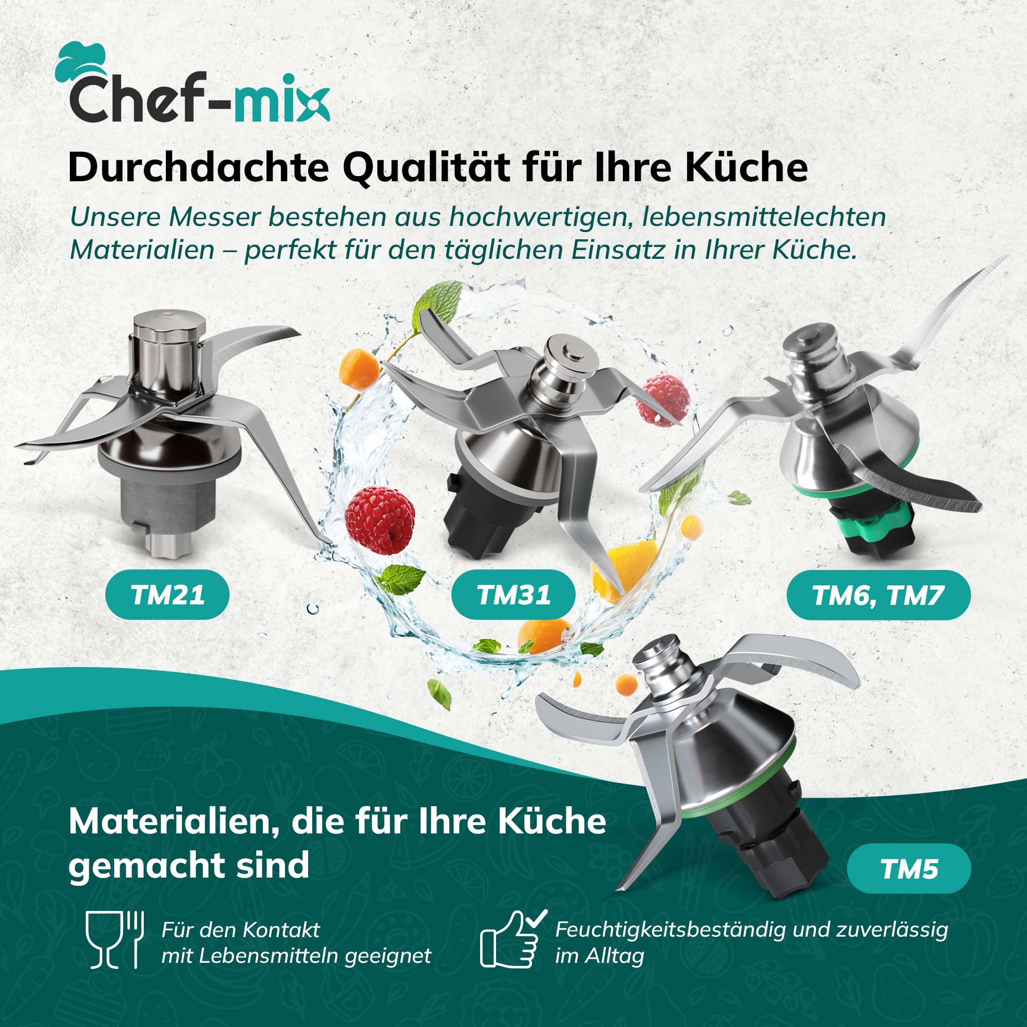 Mixmesser Ersatz für Vоrwerk Thermоmix Messer TM5 - Ersatzmesser aus Edelstahl mit Dichtring - Zubehör für TM5 Küchenmaschine