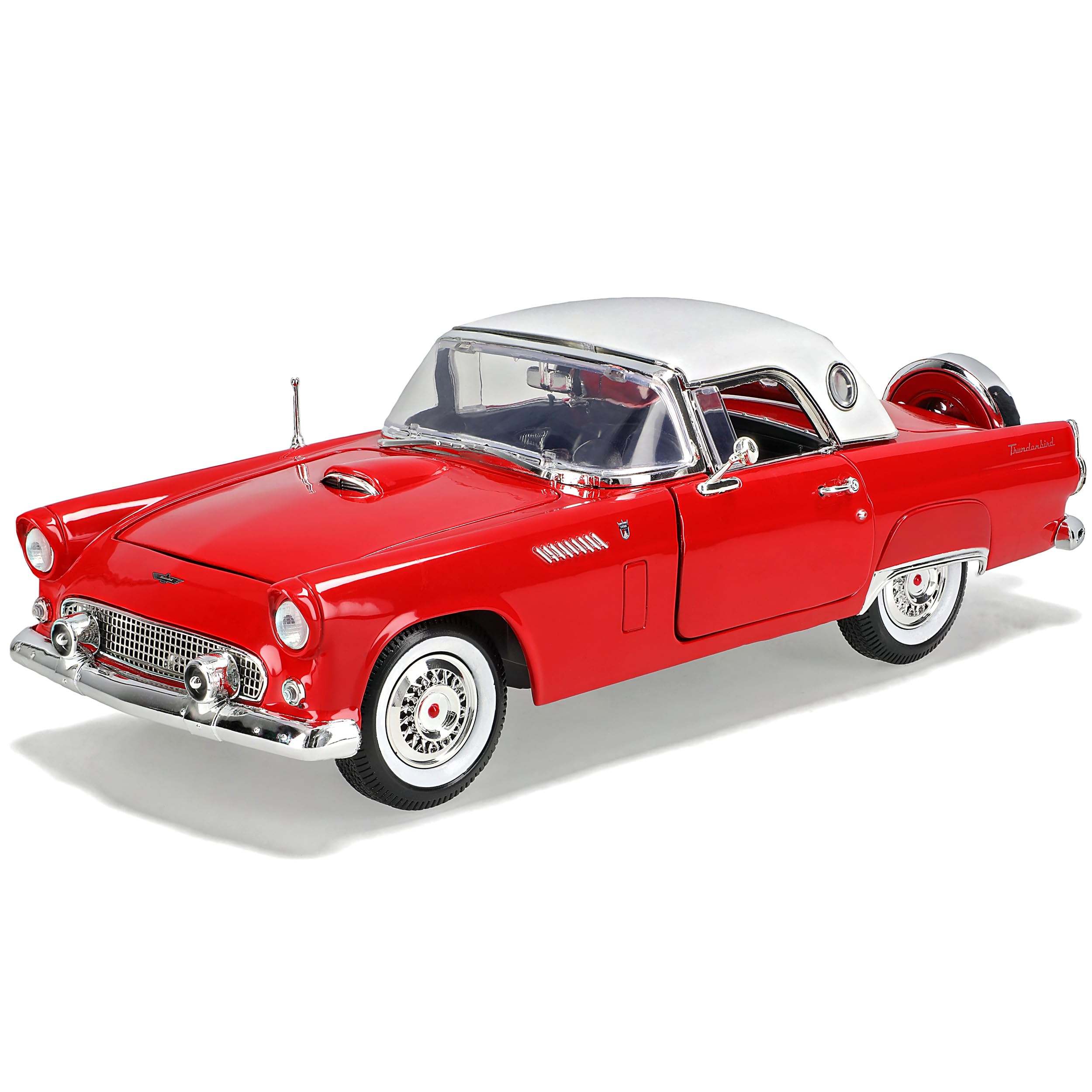 Motormax Ford Thunderbird 1956 Hard Top Rot Weiss Oldtimer 1/18 Modellauto Modell Auto