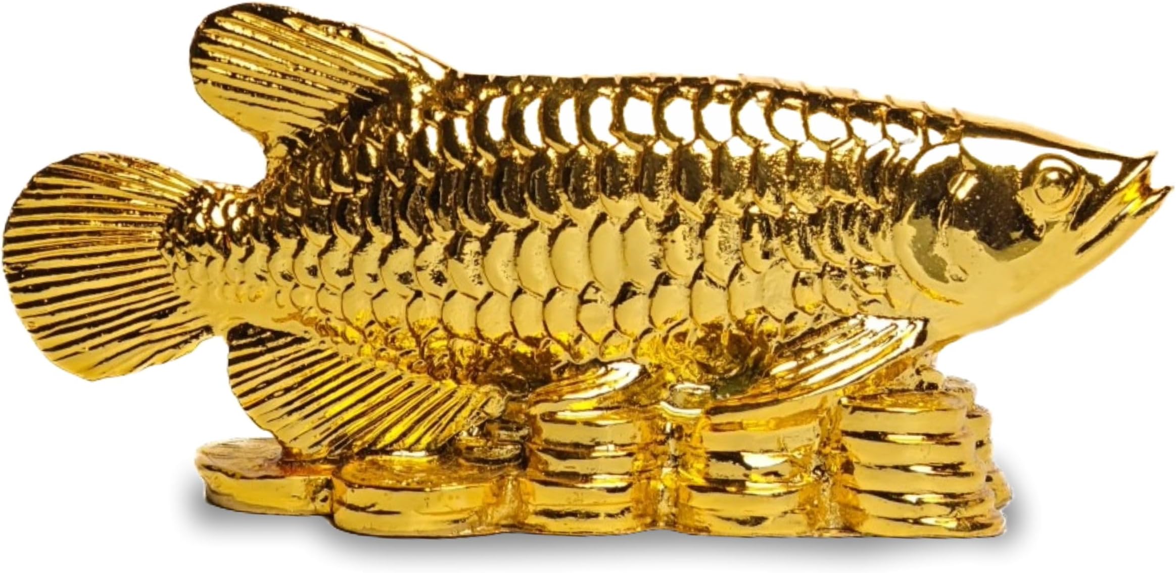 HOME GENIE "Golden Arowana Fish Feng Shui Showpiece | Symbol of Wealth & Prosperity | Handcrafted Home & Office Decor