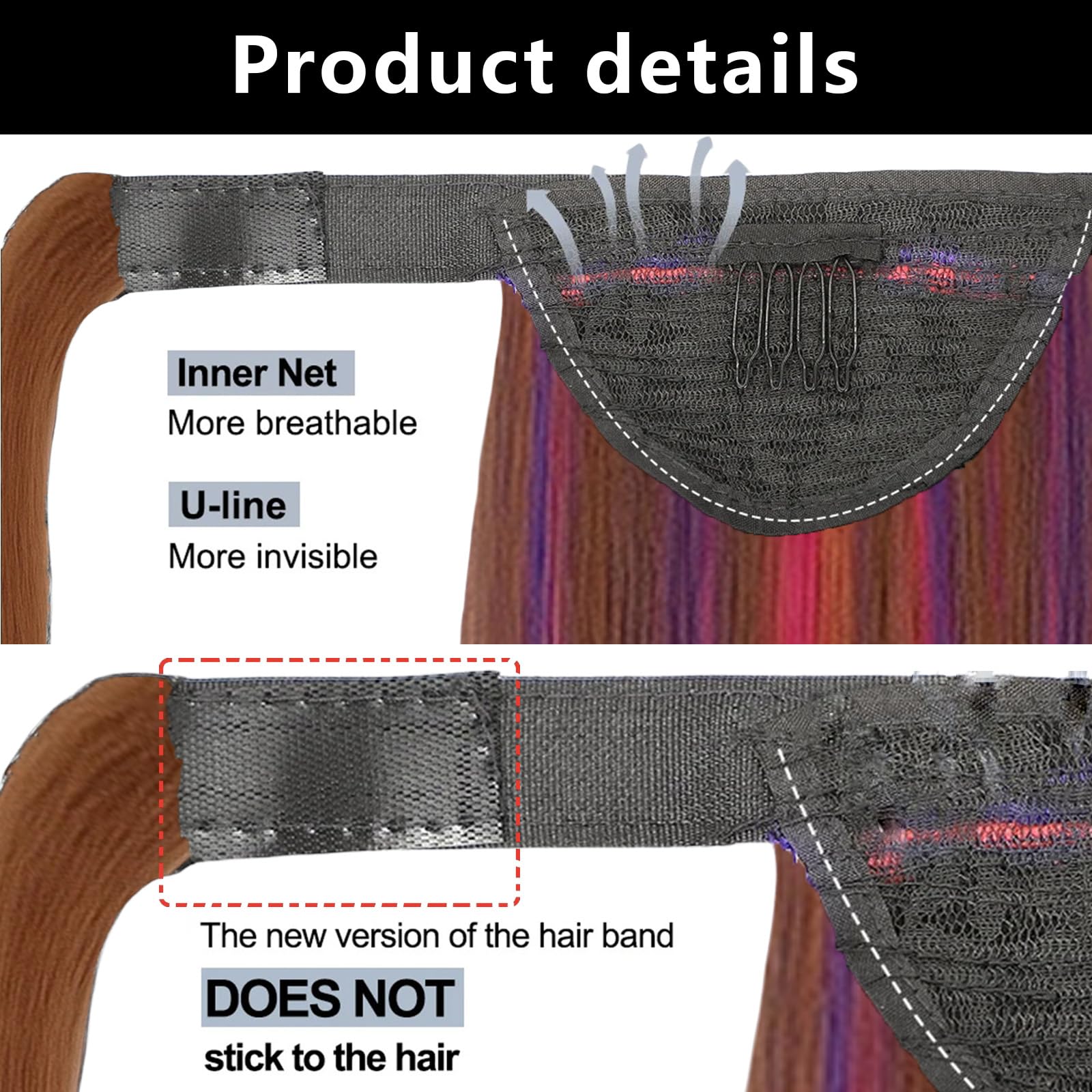 Clip In Ponytail Hair Extensions Straight Hair Extensions Clip In Pony Tail Hairpieces for Women 3418, FH003418 - Image 4