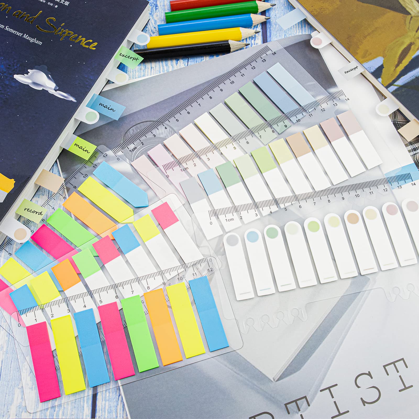 ZORRA 1080 PCS Index Tabs With Ruler - Colored Sticky Page Markers For Books, Students, Office, 6 Styles - View #3