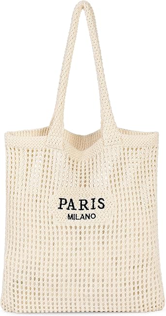 Beach Bags for Women - Straw Bag with Zipper, Soft Woven beach bag, Casual Straw Shoulder Bag for Daily Use