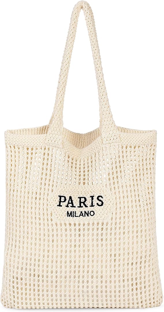 Beach Bags for Women - Straw Bag with Zipper, Soft Woven beach bag, Casual Straw Shoulder Bag for Daily Use