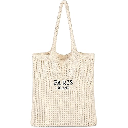 Beach Bags for Women - Straw Bag with Zipper, Soft Woven beach bag, Casual Straw Shoulder Bag for Daily Use