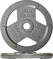 Fitvids 2-Inch Olympic Weight Plates 2.5-45 LB Triple Handle Cast Iron for Home Gym Strength Training
