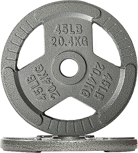 Miniatura 11 de Fitvids 2 Inch Olympic Barbell Weight Plates, 2.5 LB to 45 LB Plates for Home Gym Strength Training, Triple-handle Design