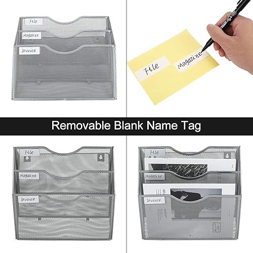 Miniatura 4 de PAG Soporte de pared colgante para archivos, organizador de correo, soporte para documentos, 3 niveles, plateado