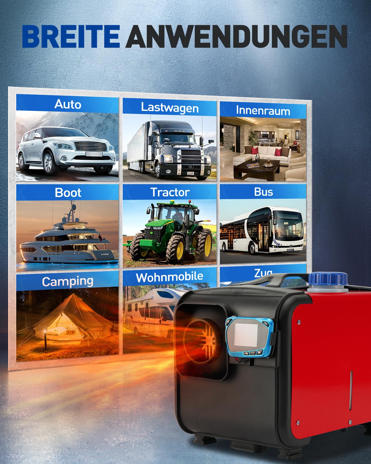 Ogrzewacz powietrza Diesel, 12 V 5 kW Ogrzewanie postojowe typu „wszystko w jednym” z pojedynczym otworem i cyfrowym monitorem LCD oraz pilotem do samochodu, kampera, ciężarówki, przyczepy, autobusu