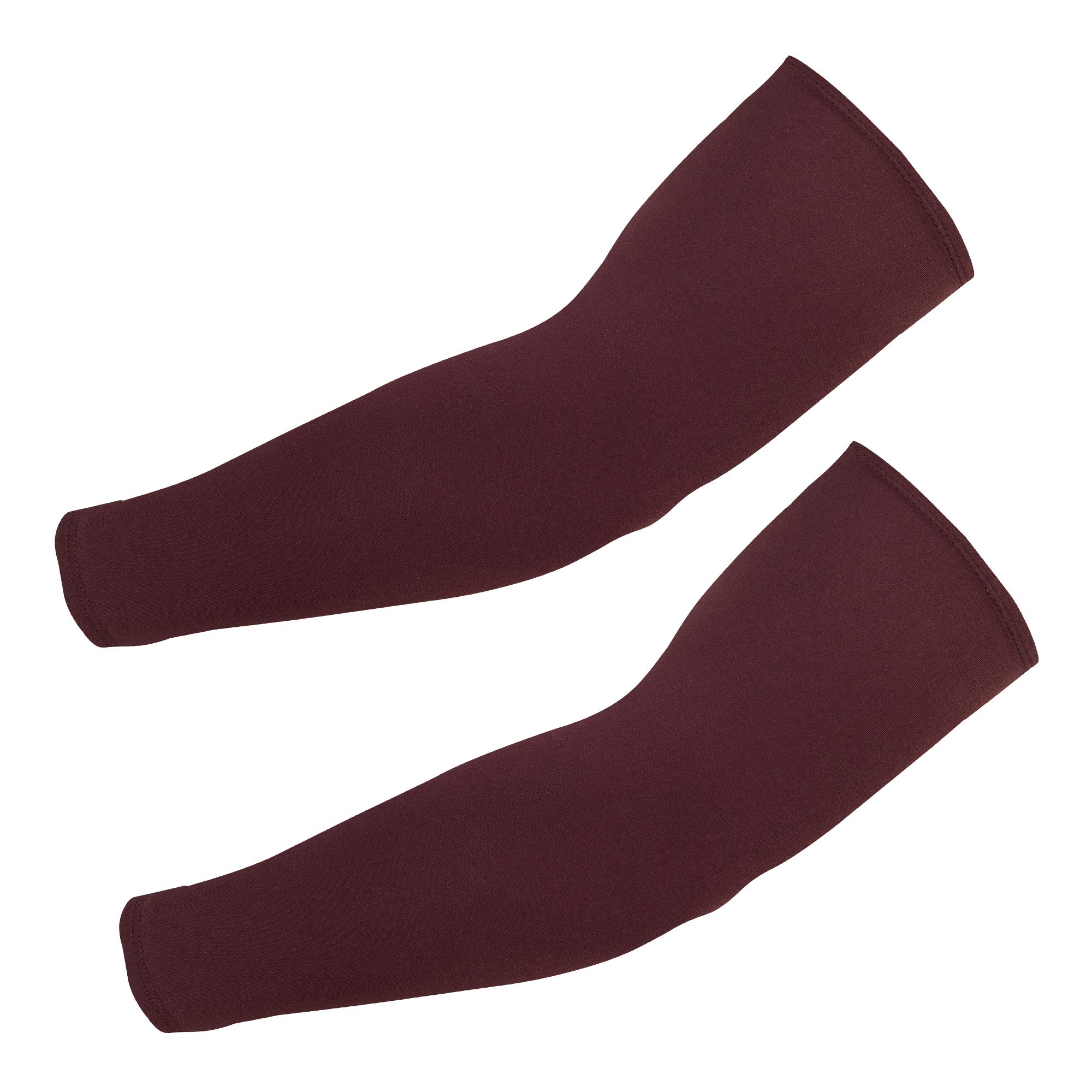 Chrontier Pair Full Arm Compression Sleeve Men Women Cooling UV Protection Cycling Running Golf Sports Tattoo Cover Up Concealer Moisture Wicking Brown