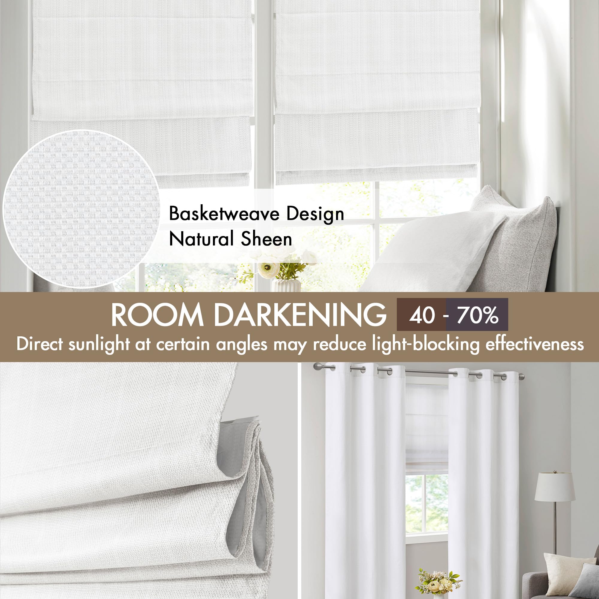 Amazon.com: Madison Park Galen Cordless Roman Shade, 35W x 64