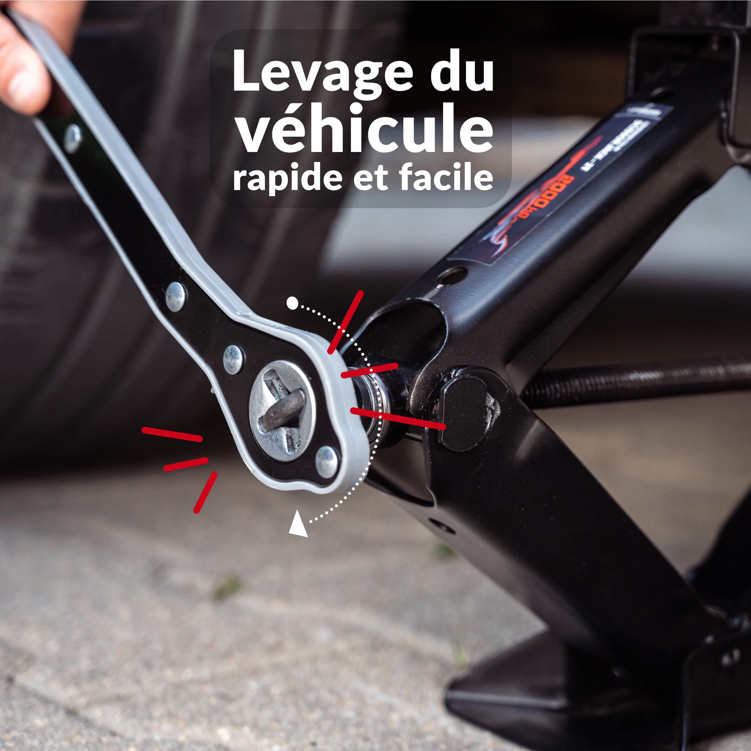 Lehmann Cric Voiture 2T - Cric Ciseaux Portable avec Clé à Cliquet - Hauteur Réglable 120-420mm - Support en Caoutchouc intégré - Idéal pour Entretien, Réparation, Changement de Pneus