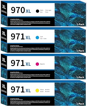 970XL 971XL Ink Cartridges Set High-Yield Replacement for HP 970 971 XL Ink Cartridges for OfficeJet Pro X451dw X451dn X476dw X476dn X576dw X551dw Printer Ink 4-Pack Black Cyan Magenta Yellow