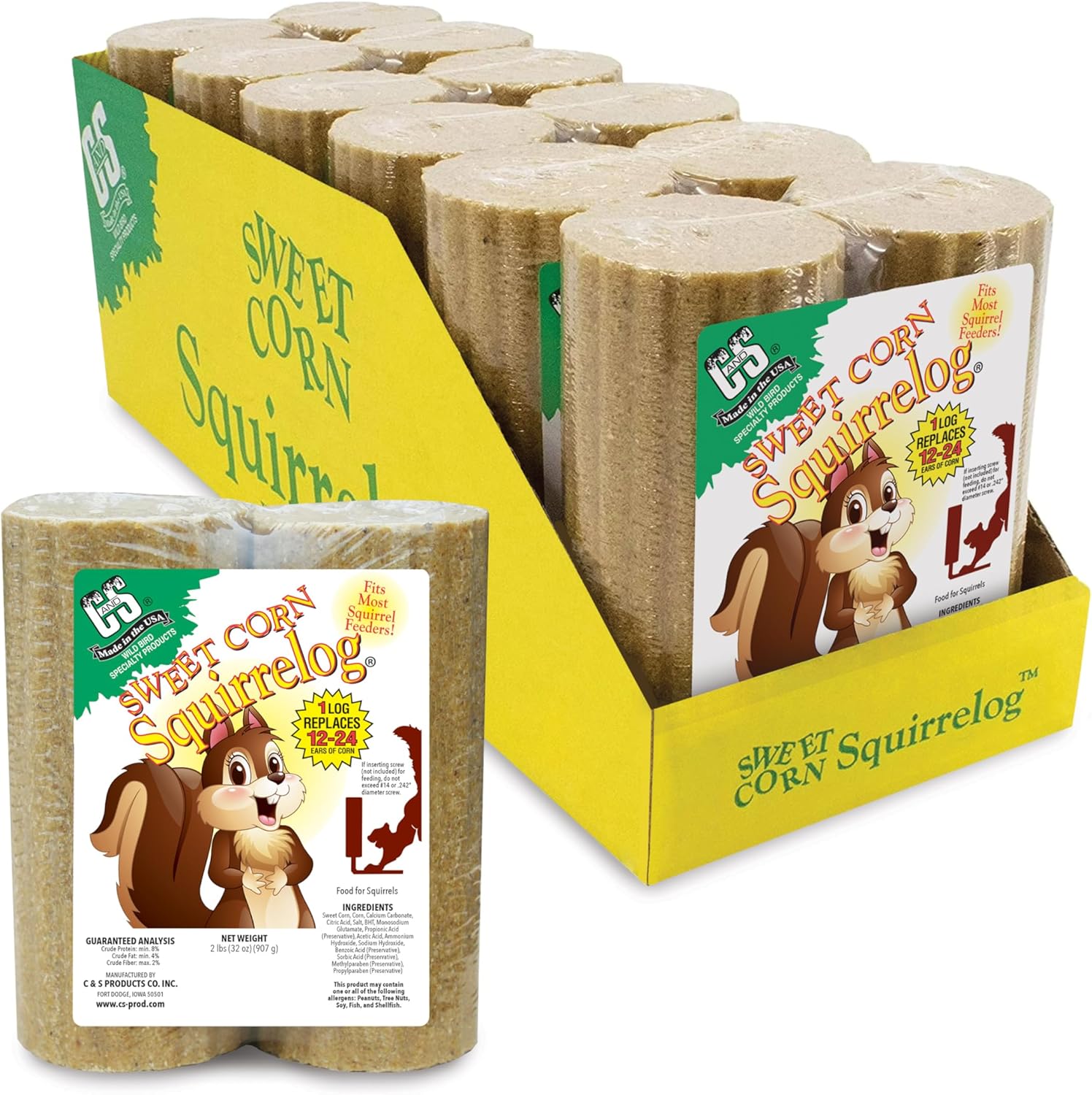 C&S Sweet Corn Squirrelog, 6-Pack Refill