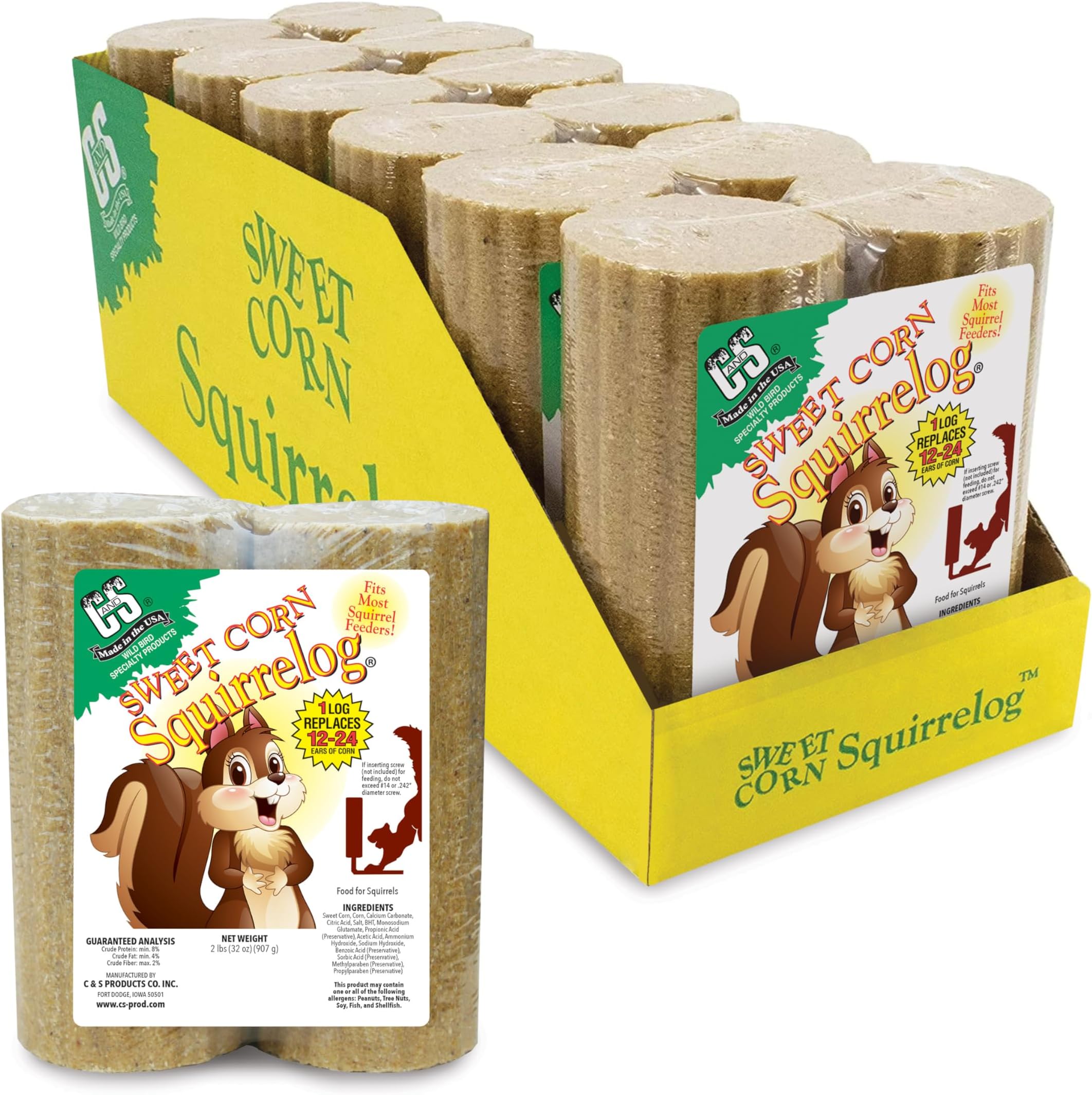 C&S Sweet Corn Squirrelog, 6-Pack Refill