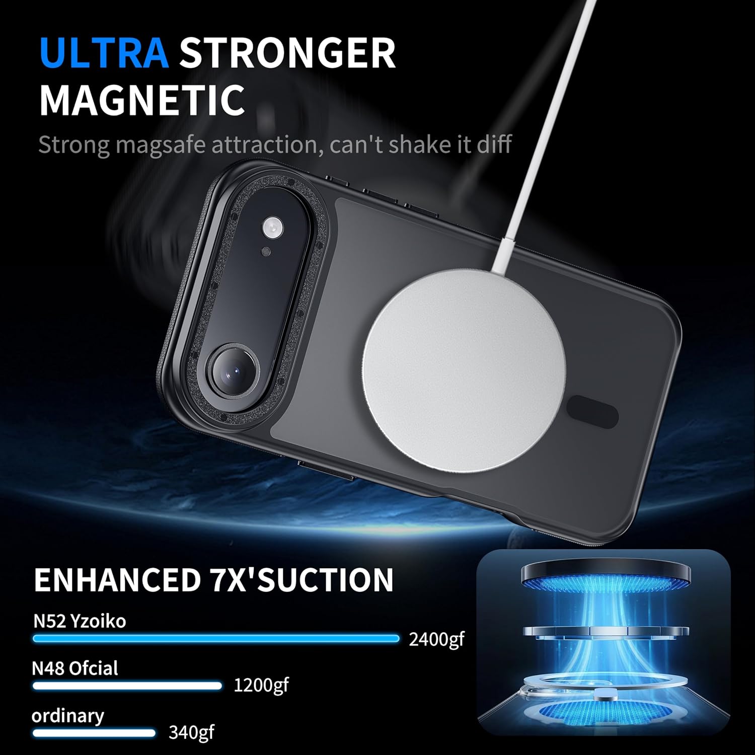 Magnetic for iPhone Air case, with Camera Lens Protector [10Ft Military-Grade Protection] Compatible with fit MagSafe Slim case for iPhone 17 Air 6.5 inch, Black Bumper thumbnail