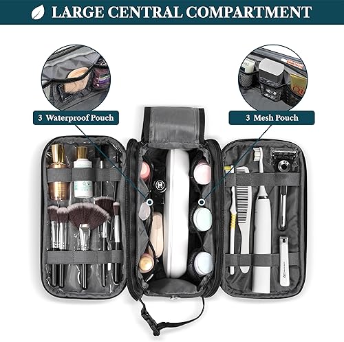 Miniatura 6 de PAVILIA Neceser para hombres y mujeres, bolsa de viaje, estuche organizador de artículos de tocador, artículos esenciales de viaje, kit de afeitado,