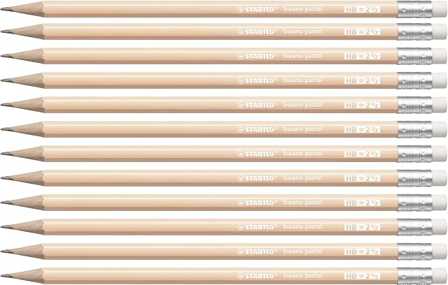 Graphite Pencil - STABILO Swano Graphite Pastel - Apricot - Box of 12 - HB