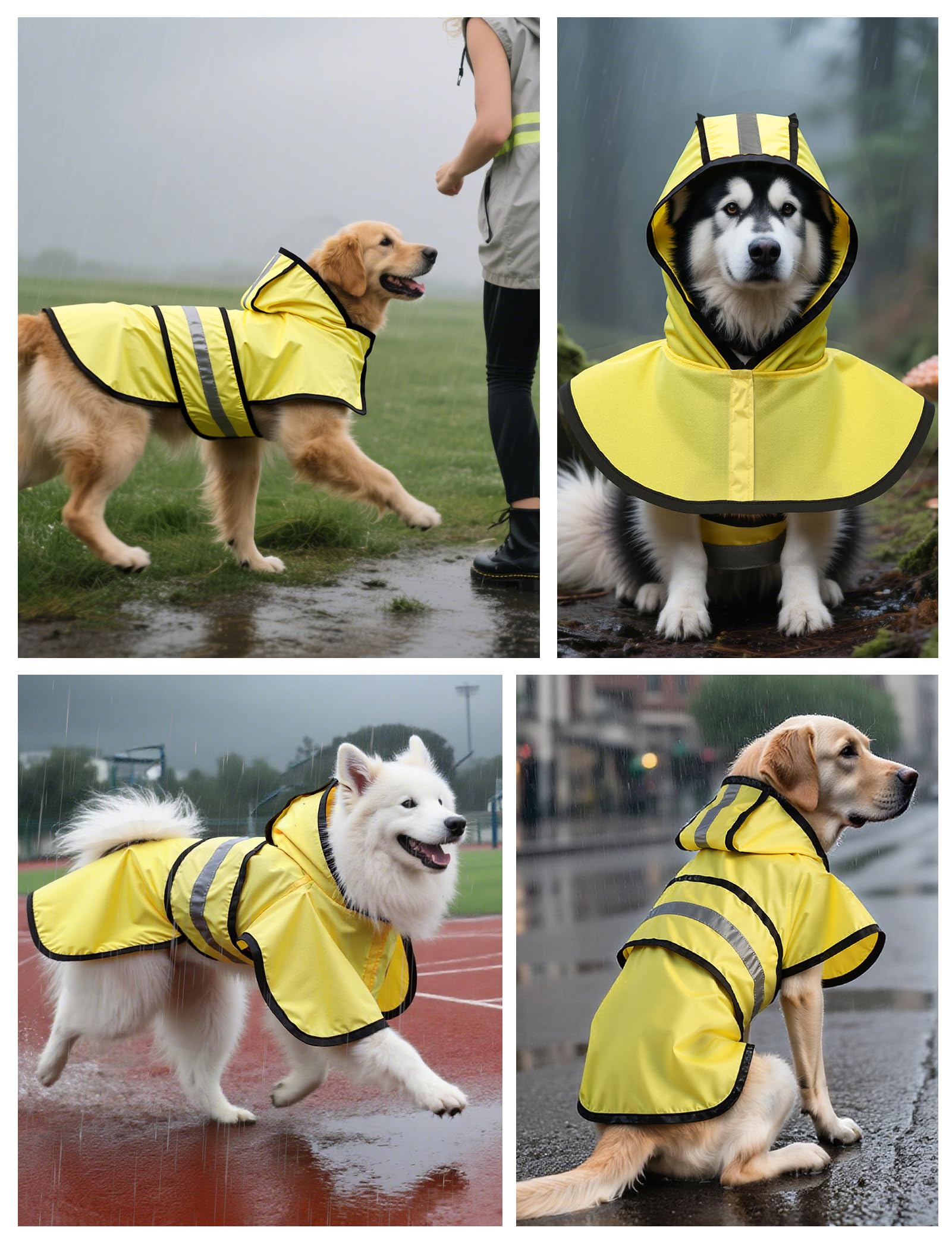 Poncho impermeabile per cani, giallo, XL