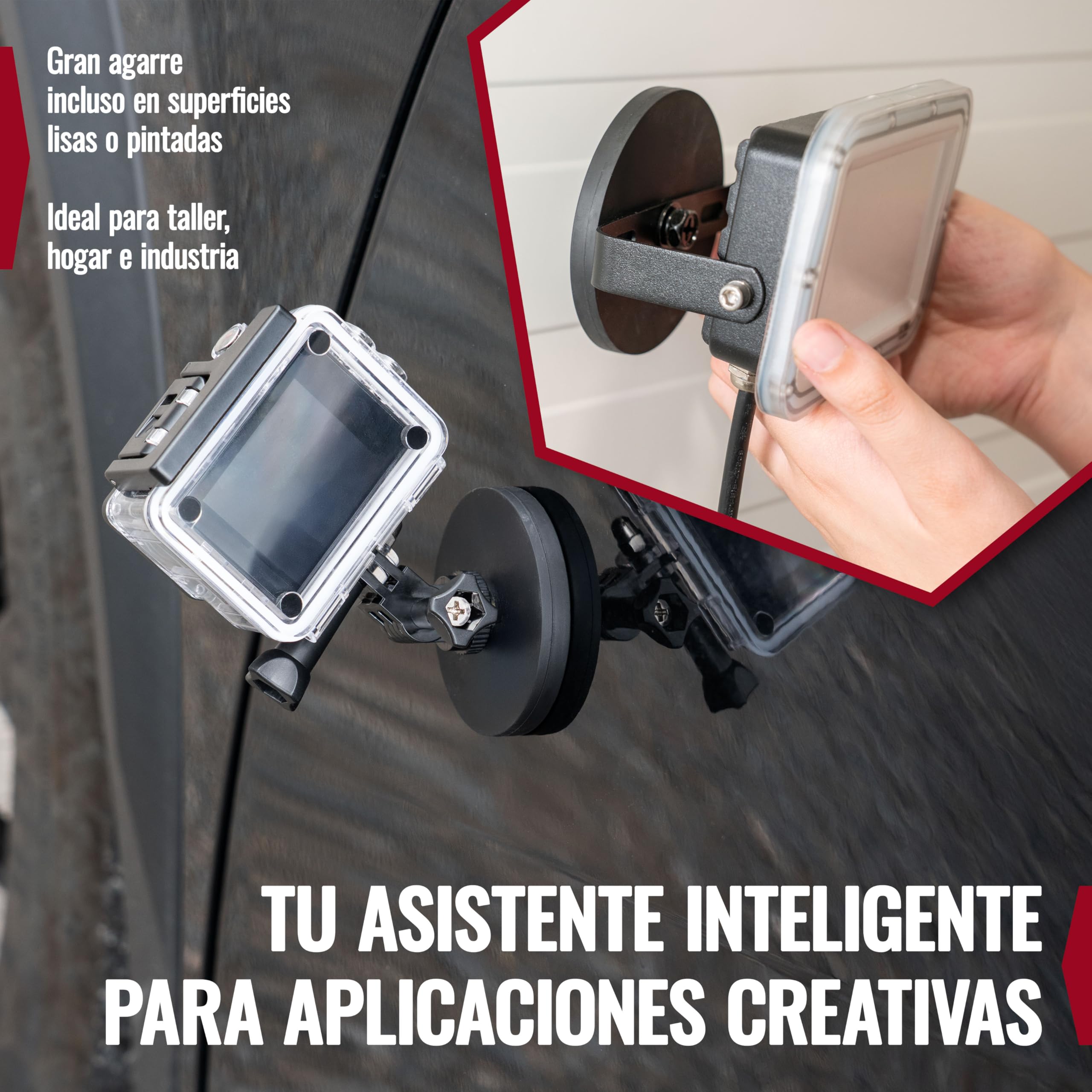 Poppstar 4x Imanes de goma con rosca, neodimio, diámetro 66 mm, con rosca interior M6, fuerza de sujeción 20 kg, con llave inglesa y 4 tornillos