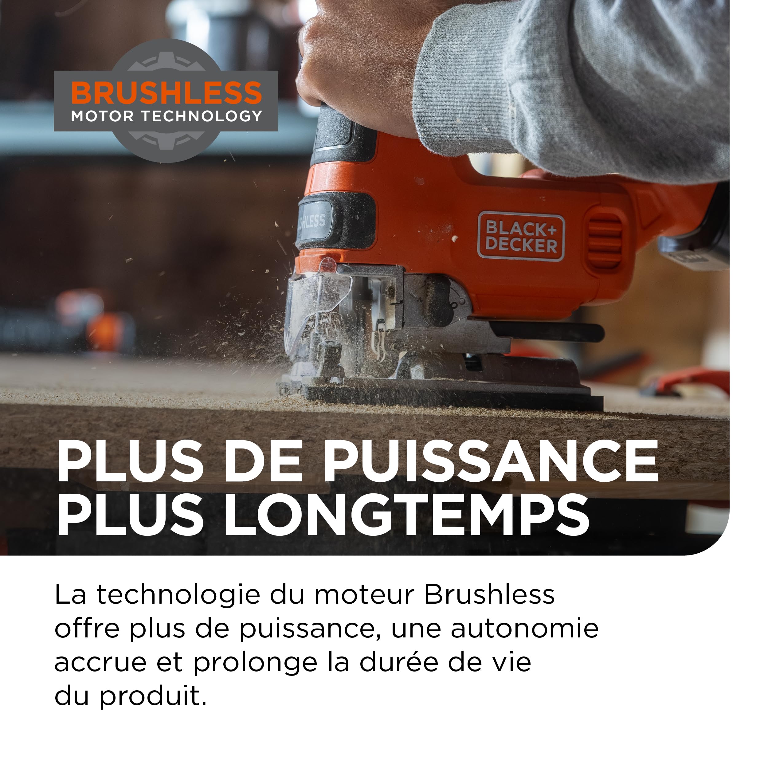 BLACK+DECKER Scie sauteuse sans fil Brushless, outil seul 18V, avec 6 lames, batterie non incluse, BLCJS78NZ-XJ