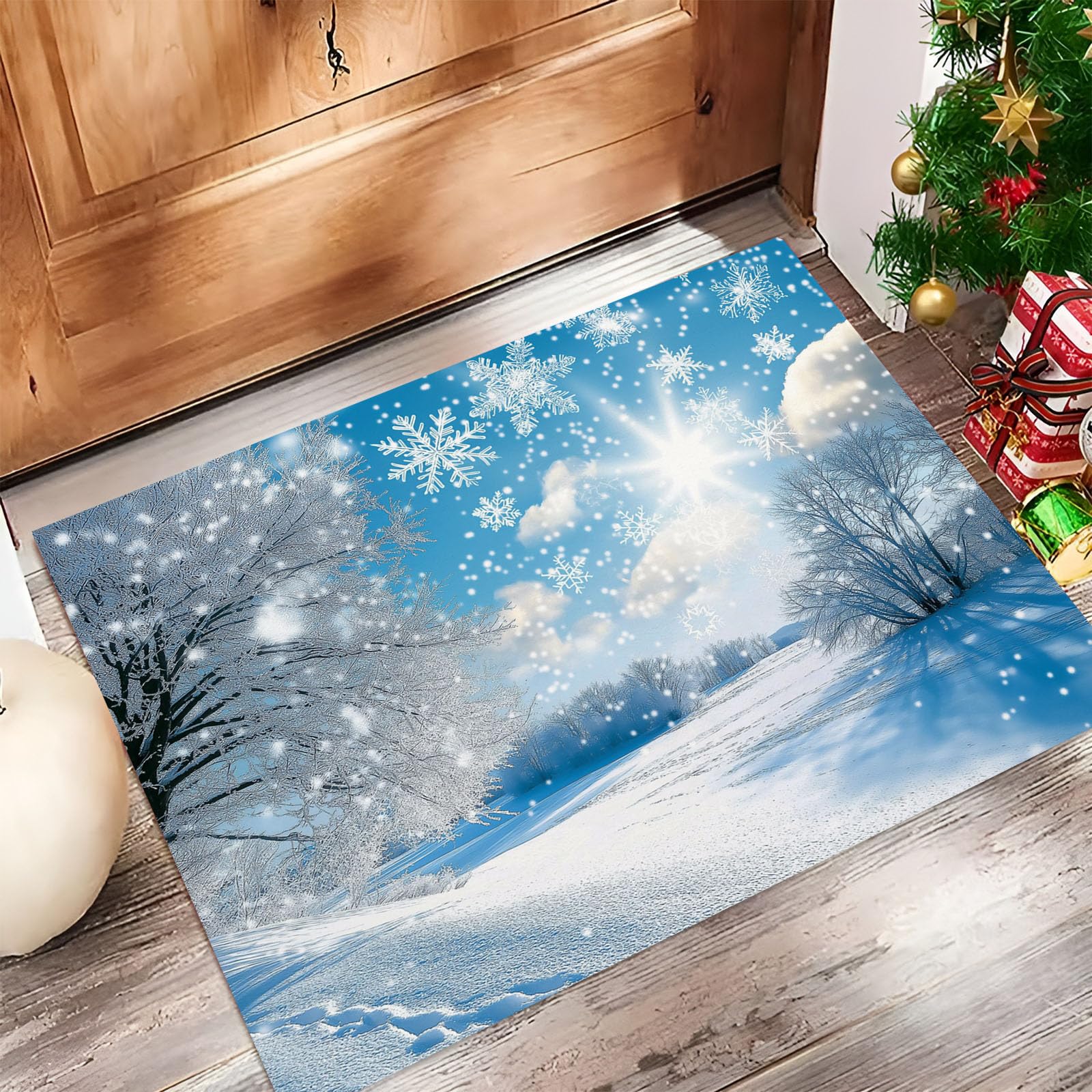 Paillasson de Noël anti-saleté grand format pour protéger et décorer l'entrée