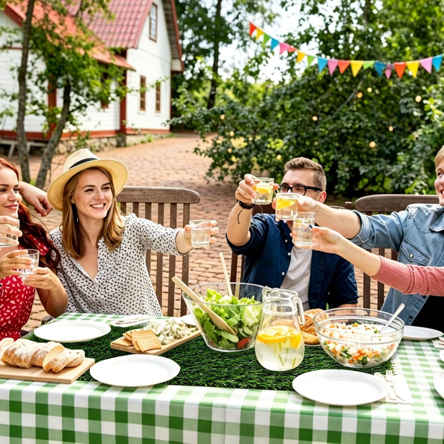 Golf Party Table Decorations, Golf Table Decor Including Artificial Grass Table Runner, 3 Green and White Checkered Tablecloths Golfs Clubs Tees, Golf Centerpiece for Sport Themed Birthday Party Decor