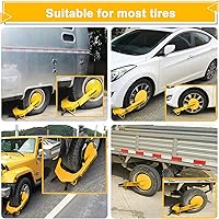 Vista 2 de TURNART Bloqueo universal de rueda antirrobo para autos, SUV, caravana, remolque, 3 llaves, 1 manivela, amarillo (bloqueo de rueda)