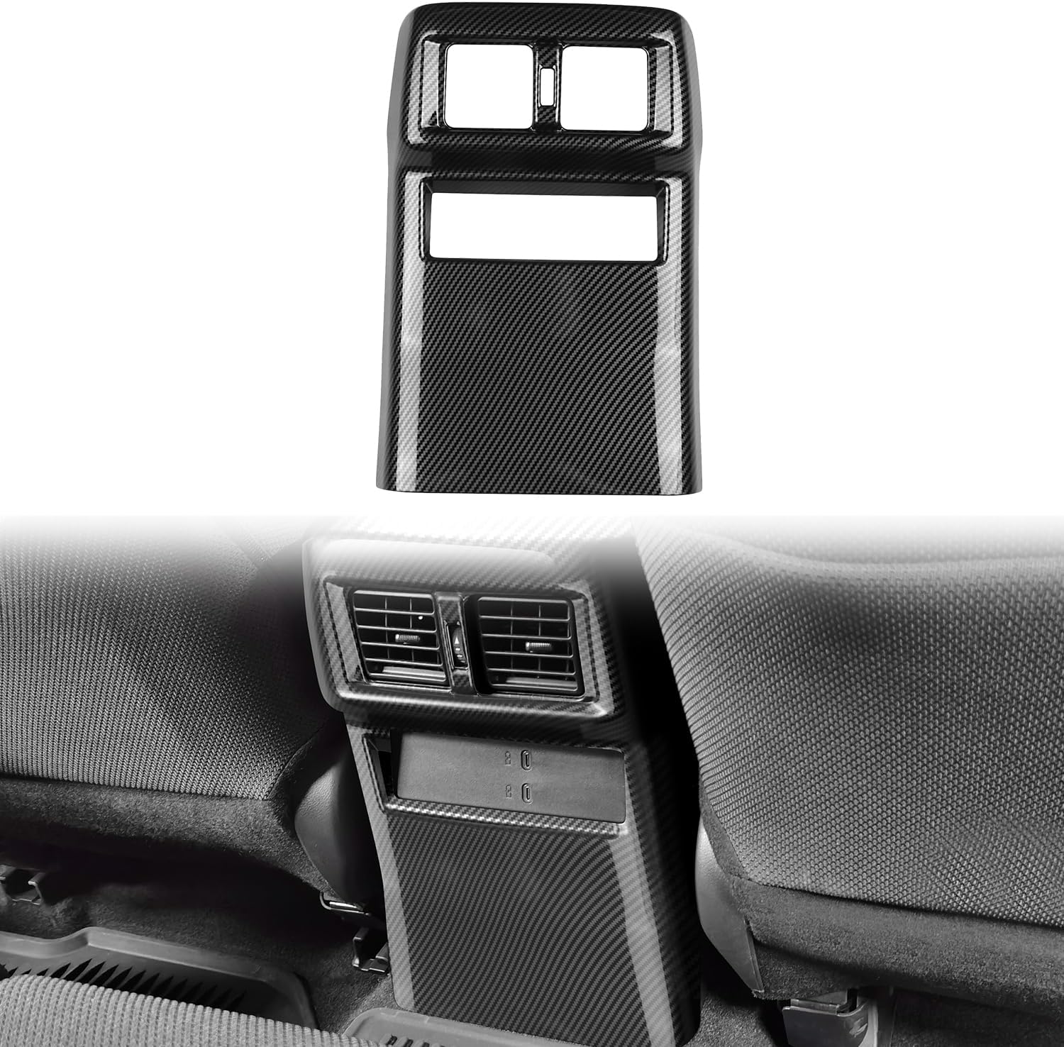 Rear Air Vent Outlet Panel Anti Kick Cover Compatible with 4Runner 2025 Interior Rear Row Air Conditioning Vent Cover(Carbon Fiber)