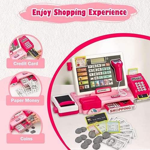 Miniatura 5 de Juguete de caja registradora para niños con carrito de compras, tienda de juegos de simulación, caja registradora para niños con música, calculadora