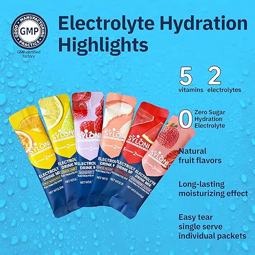 Miniatura 7 de Paquetes de electrolitos en polvo, jugoso paquete variado (0.21 onzas), paquetes de hidratación sin azúcar, mezcla de bebidas con 7 vitaminas y