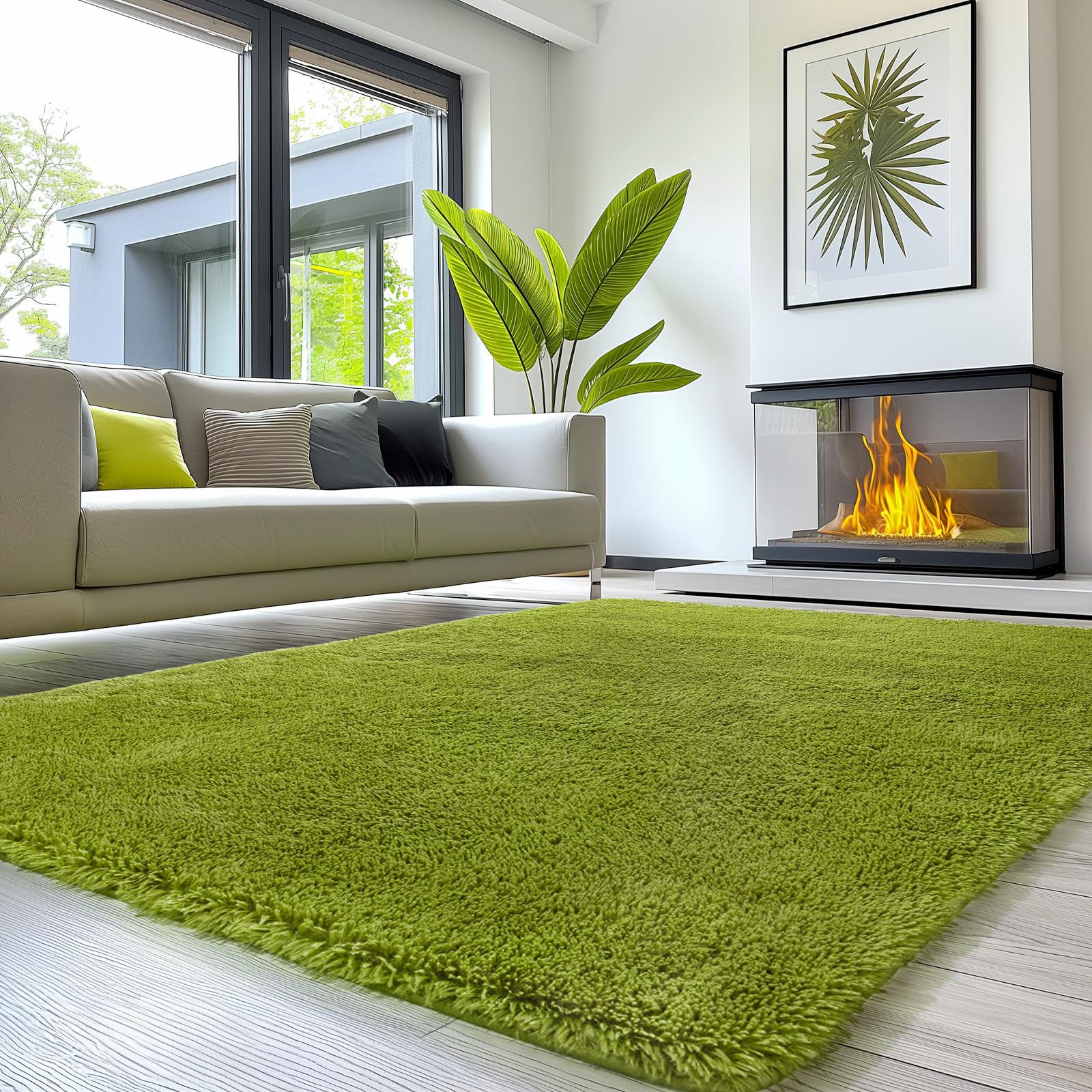 Sour Lemon Area Rugs 9x12 Living Room, Large Area Rug Shag Shaggy Carpet Soft Plush Furry Bedside Rug, Machine Washable Area Rugs for Bedroom Kids