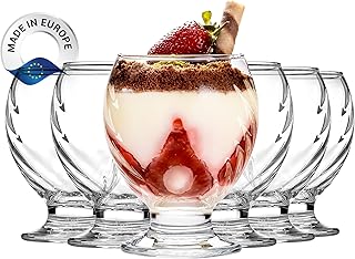 Crystalia Premium Coupes à Dessert à Pied, 280ml, Lot de 6, Verrines en Verre, 100% SANS PLOMB Coupes à Glace en Verre, Dessert en Verres, Plats à Sundae en Verres, Verrines à Crème Glace Pudding