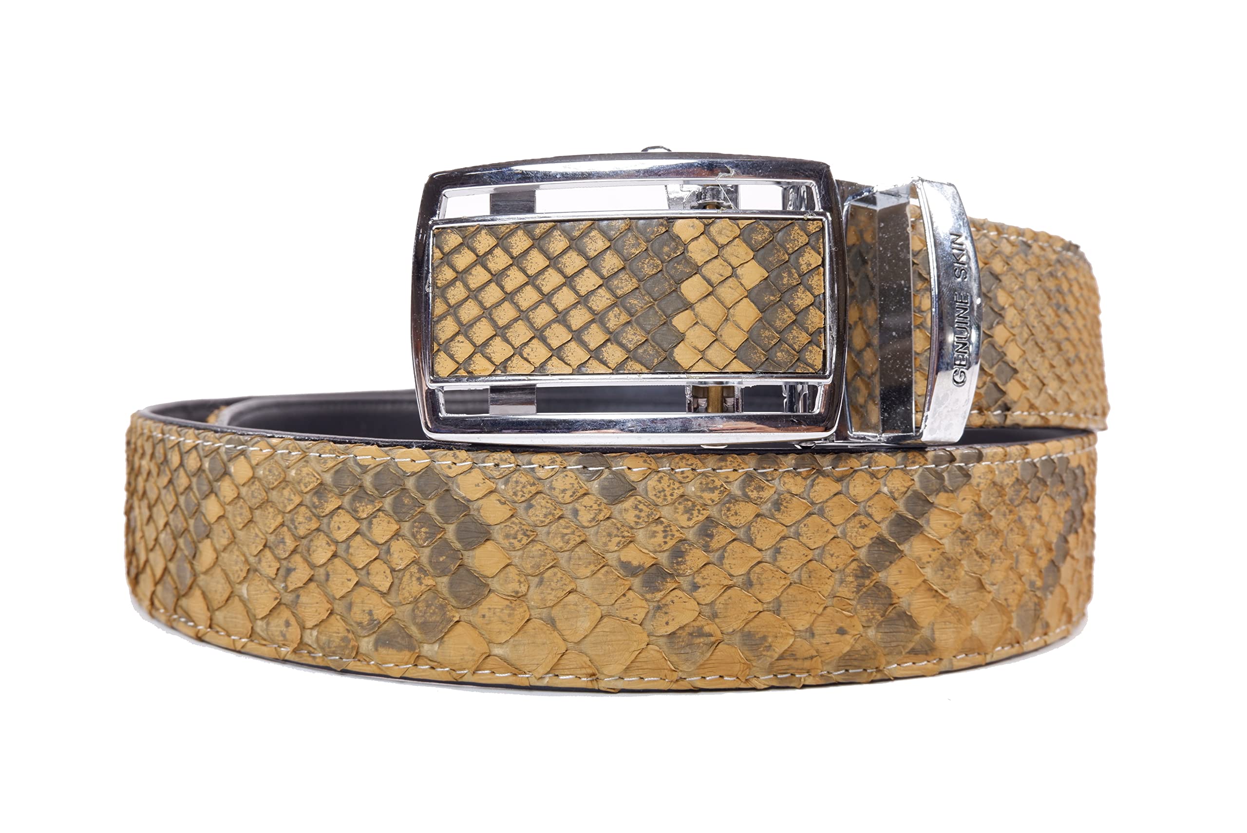 Genuine Python Snake Skin Auto Locking Men's Belt 46" Long