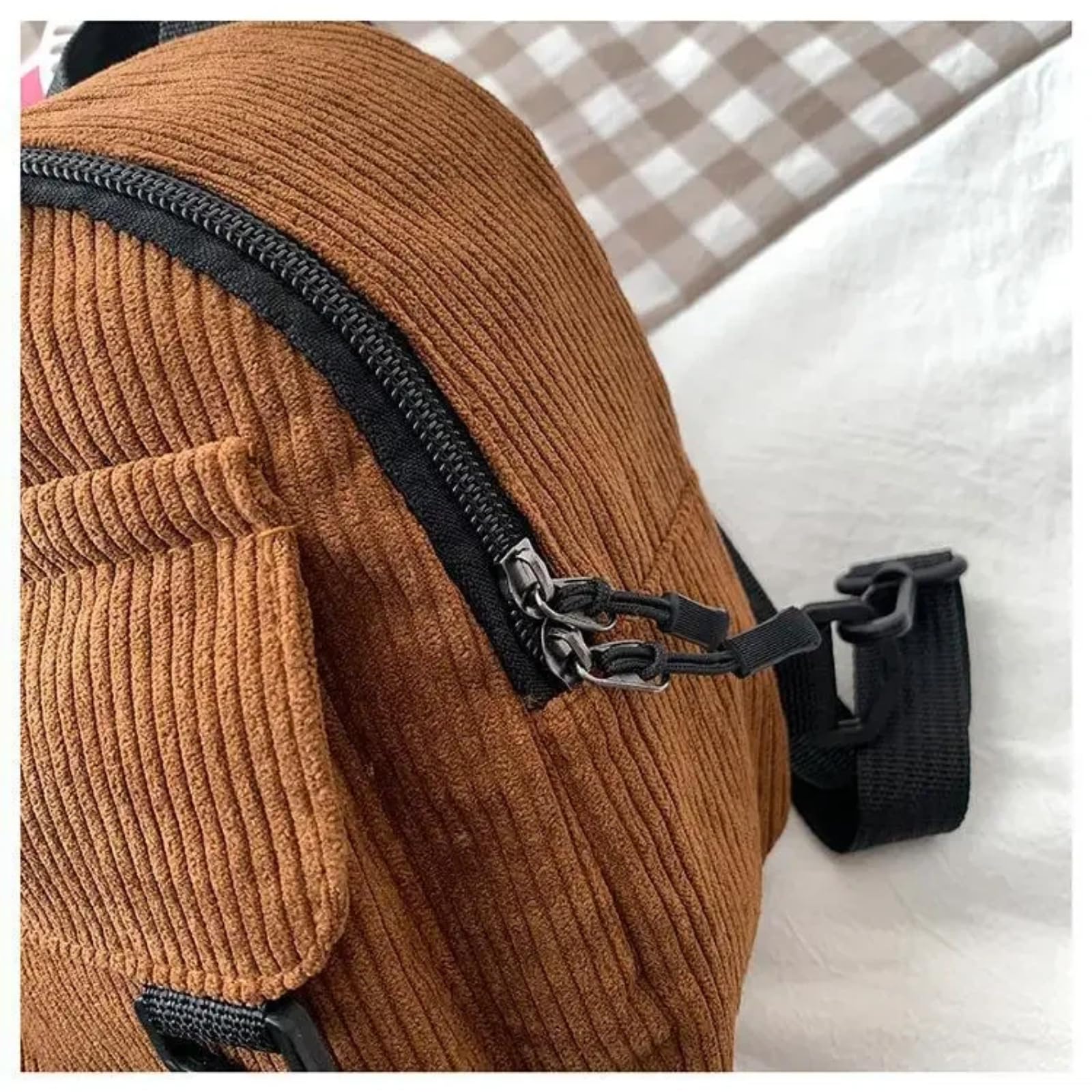 Version LäSsig Und Vielseitig Einfacher Und Retro Cord Damenrucksack Studentenrucksack Damentasche Damentasche(Schwarz)