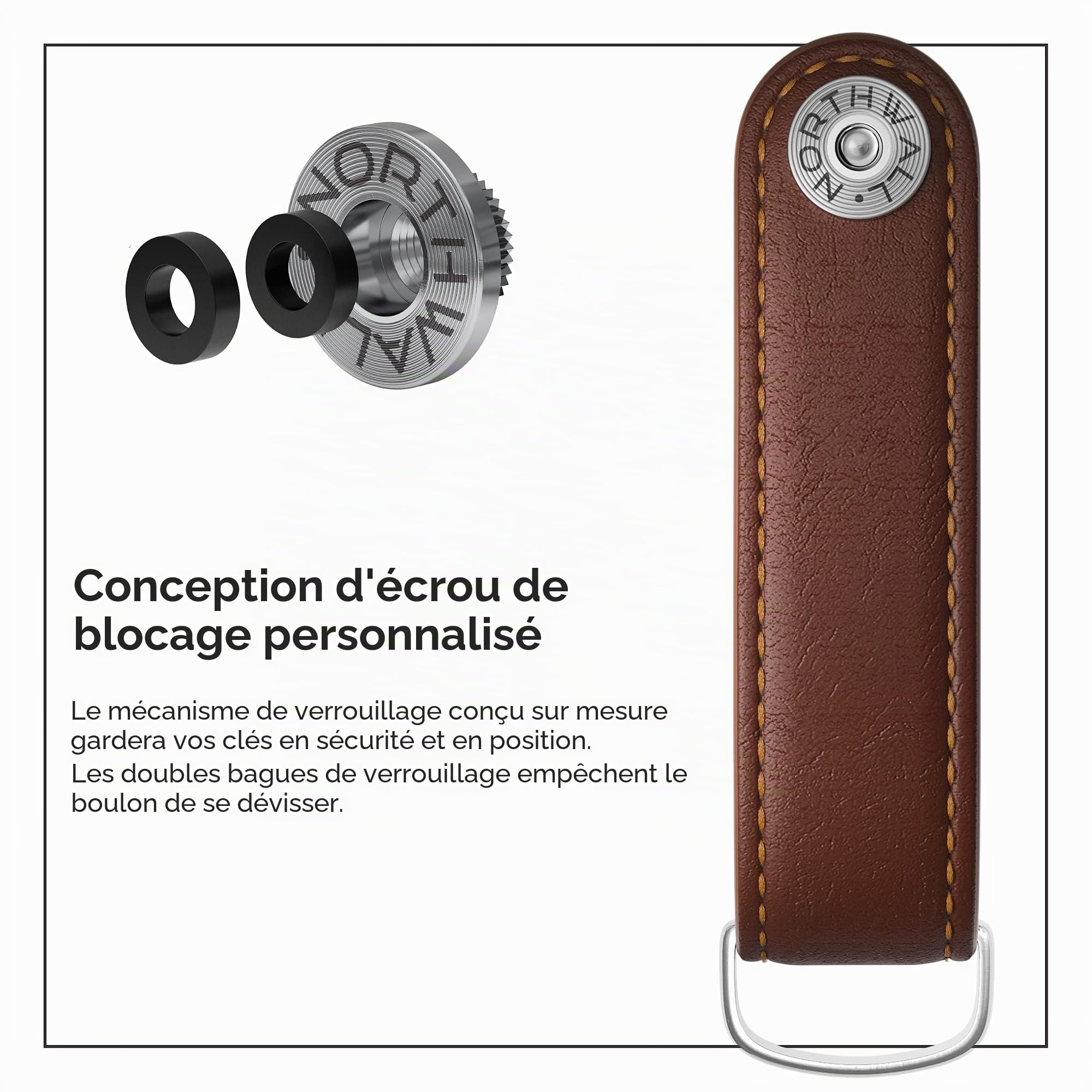ThorKey NORTHWALL Organiseur pour Clés Cuir Compact Cuir de Qualité Premium - Mécanisme de Verrouillage de Sécurité – Jusqu'à 8 clés et outils - Porte-Clés Pratique - Marron