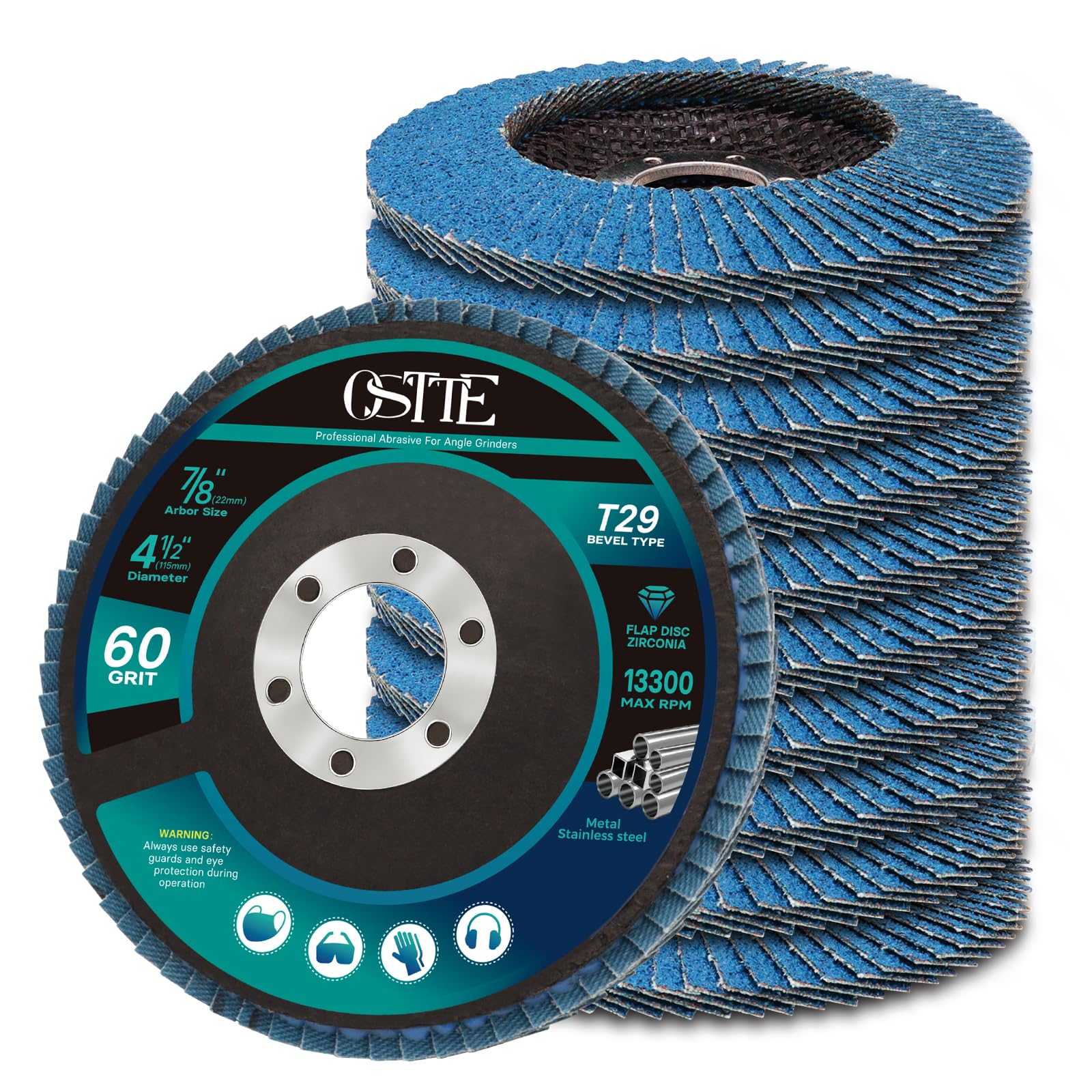 OSTTE 60 Grit Flap Discs - 5 Pack for Angle Grinder -9