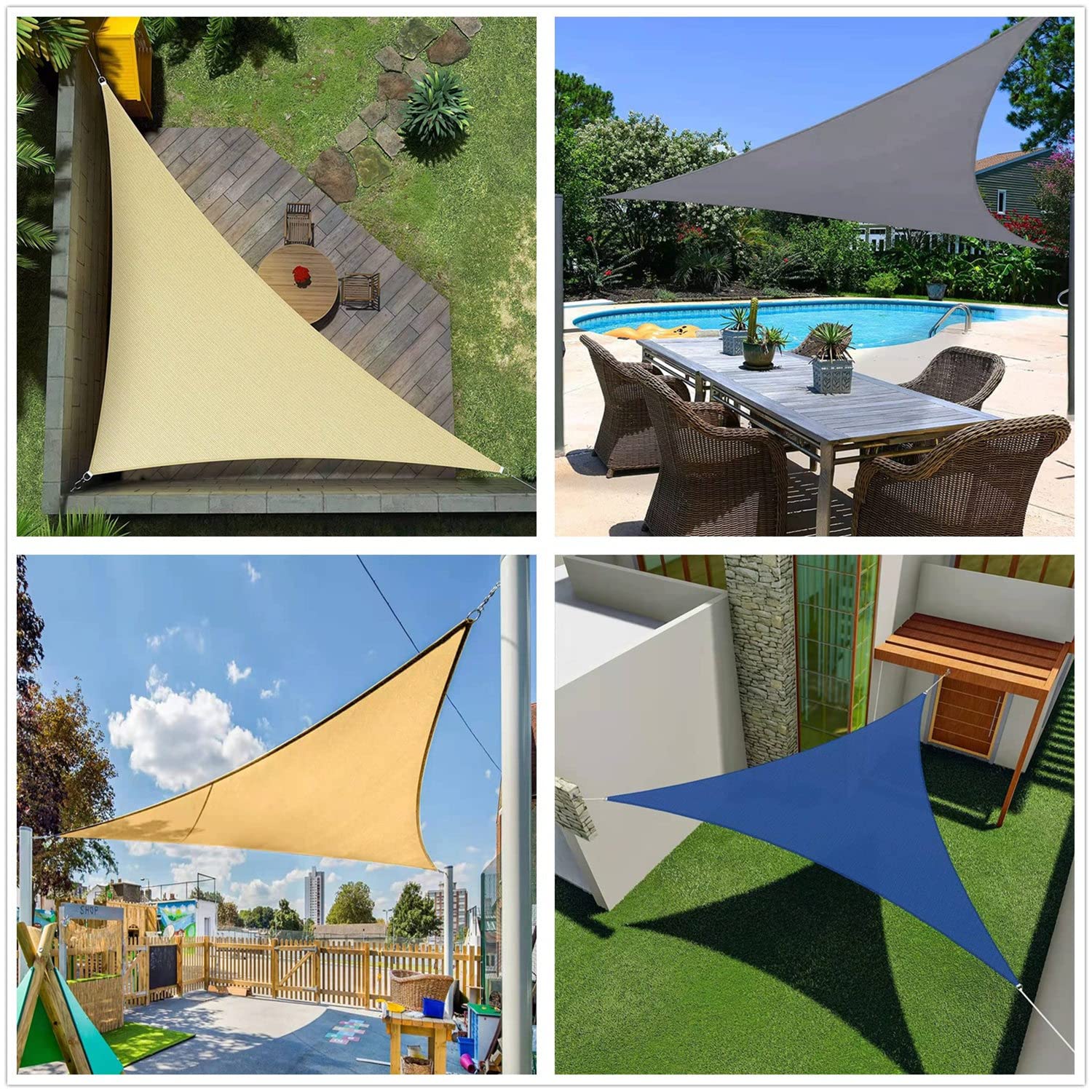 Sonnensegel, gleichschenklig, dreieckig, wasserabweisend, Sonnenschutz, für Außenbereich, Garten, Terrasse, Party, Sonnenschutz, Seeblau, 4