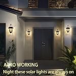 2 Pack Solar Lanternes extérieur suspension lumières solaires étanches Porche luminaires fixations, verre lourd & Illumination de lumières solaires d'extérieur pour le triage extérieur