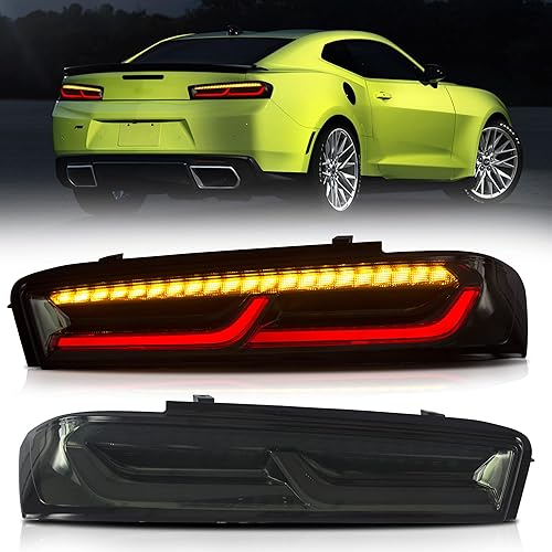 VLAND Conjunto de luces traseras LED para Chevrolet Camaro 6 generación 2016-2018 (LS, LT, RS, SS, ZL1), Plug-and-play, señal de giro amarilla,
