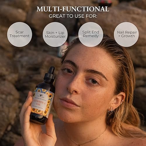 Miniatura 4 de Aceite de vitamina E, orgánico, prensado en frío, 100% puro, hidratante sin refinar para la piel, cara, cuerpo, uñas y cabello, producto multiusos