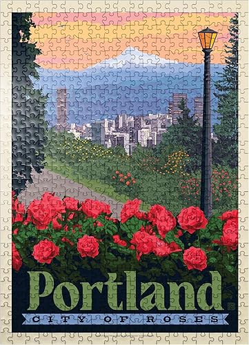 Miniatura 1 de Portland, Oregon City of Roses, Póster vintage, rompecabezas prémium de 500 piezas para adultos