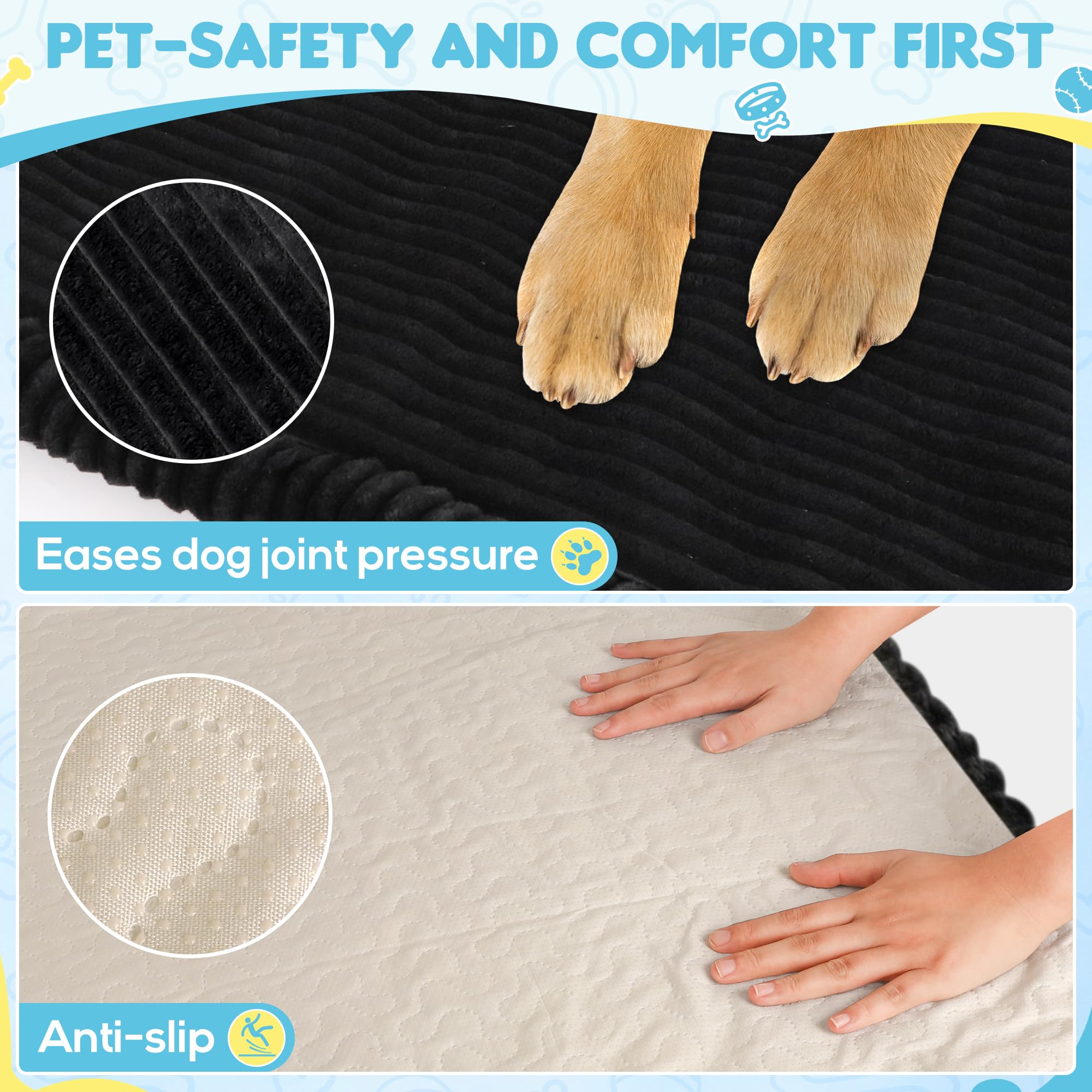 Loiion Thickened 4 in Orthopedic Dog Car Bed, Non-Slip Backseat Pet Mat, Removable Washable for SUVs/Sedans/Trucks, Plush Comfort for Large/Senior Dogs, Easy Clean (Black, XL（56" Lx28.7 M×4" H) - image 6