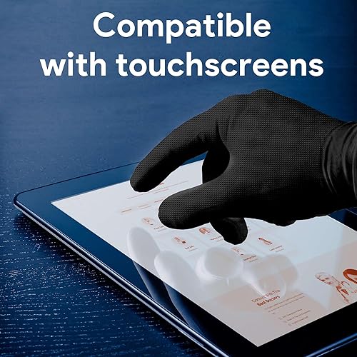 Miniatura 5 de WECARE Guantes de nitrilo de 8 mil, guantes de mecánico resistentes, con agarre de diamante, guantes desechables sin polvo ni látex