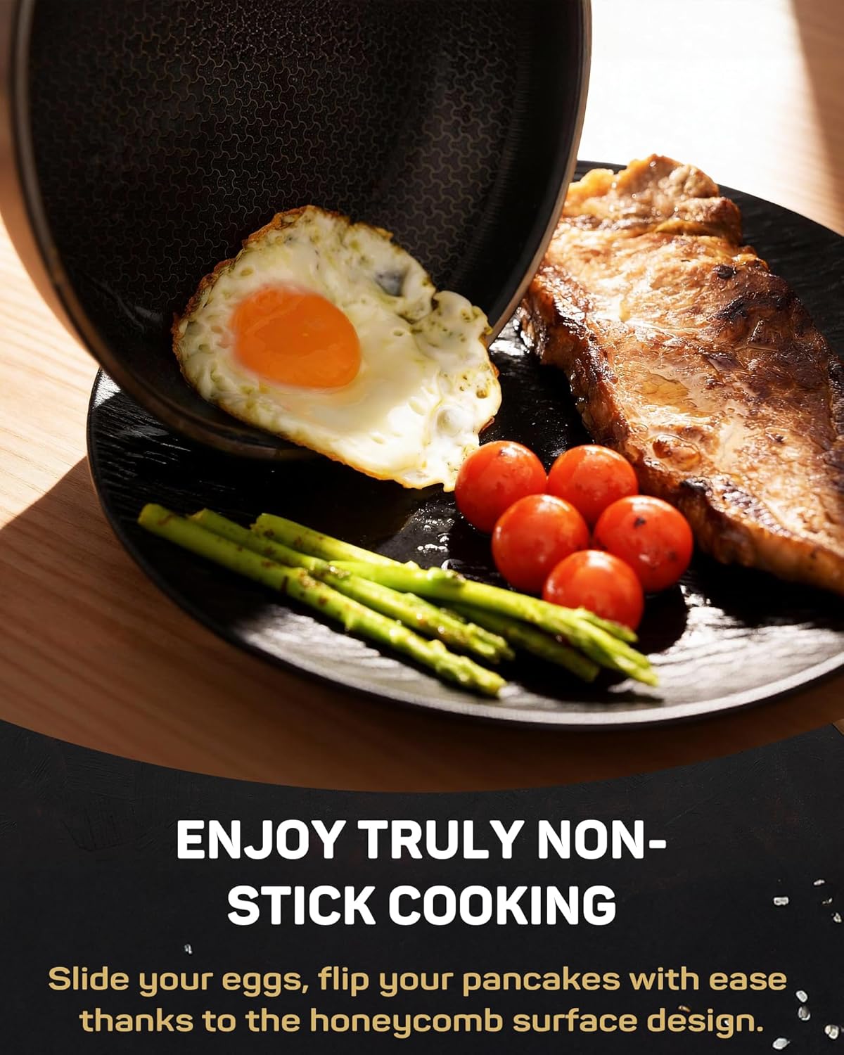 Stainless Steel Nonstick Frying Pan, Hybrid Ceramic 10-Inch Frying Pan, Stay-Cool Handle, PFAS & PFOA PTFE Free, Dishwasher & Oven Safe, Scratch-Resistant, Compatible with Induction & All Cooktops - Image 2