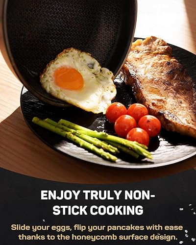 Miniatura 2 de Sartén antiadherente de acero inoxidable, sartén híbrida de cerámica de 10 pulgadas, mango que se mantiene fresco, libre de PFAS y PFOA PTFE, apto