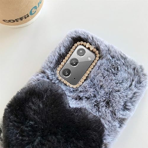 Miniatura 6 de Jorisa Bonita funda de felpa para Samsung Galaxy A52 5G, diseño de corazón de amor en 3D, suave, esponjosa, cálida para invierno, para niñas y