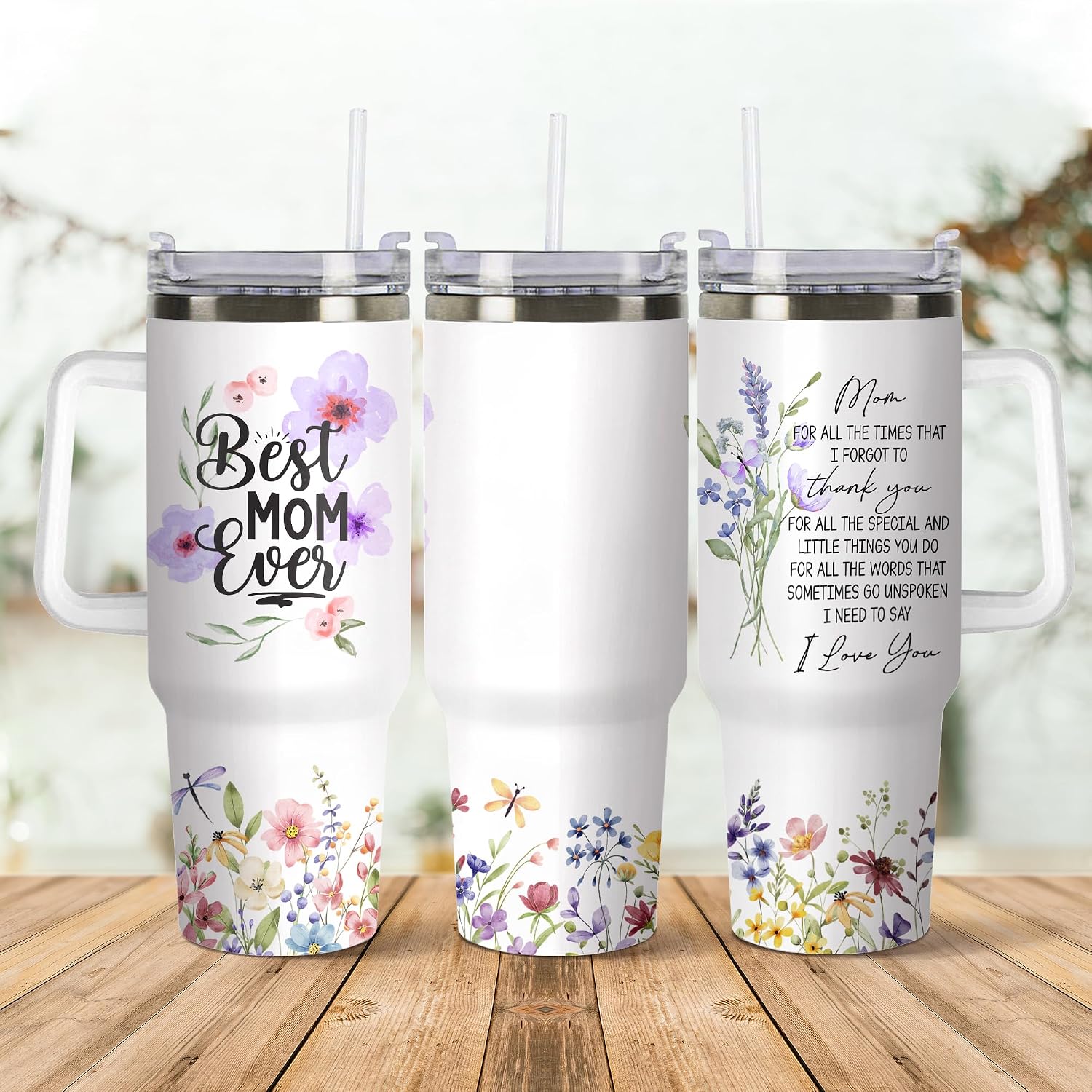 Gossby Bestie Gift for Women - 30oz TUMBLER - Best Friend Tumbler for Women - Christmas, Birthday, Friendship Gifts - Stainless Steel Insulated Travel Mug with Handle (Best Mom Ever)
