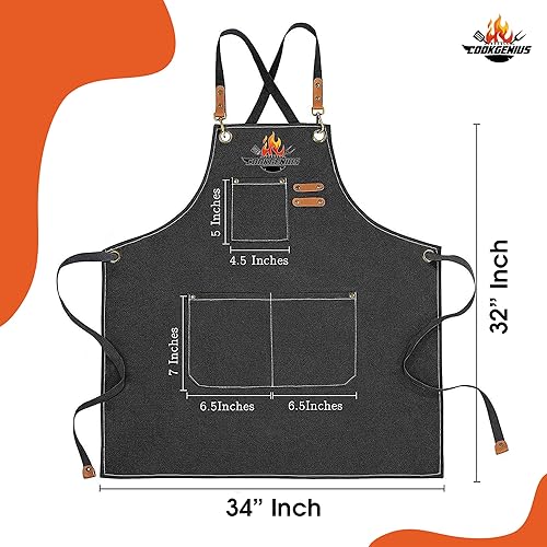 Miniatura 2 de Delantal de cocina con espalda cruzada con bolsillos, delantal de cocina ajustable de algodón para mujeres y hombres, delantal de chef de cocina