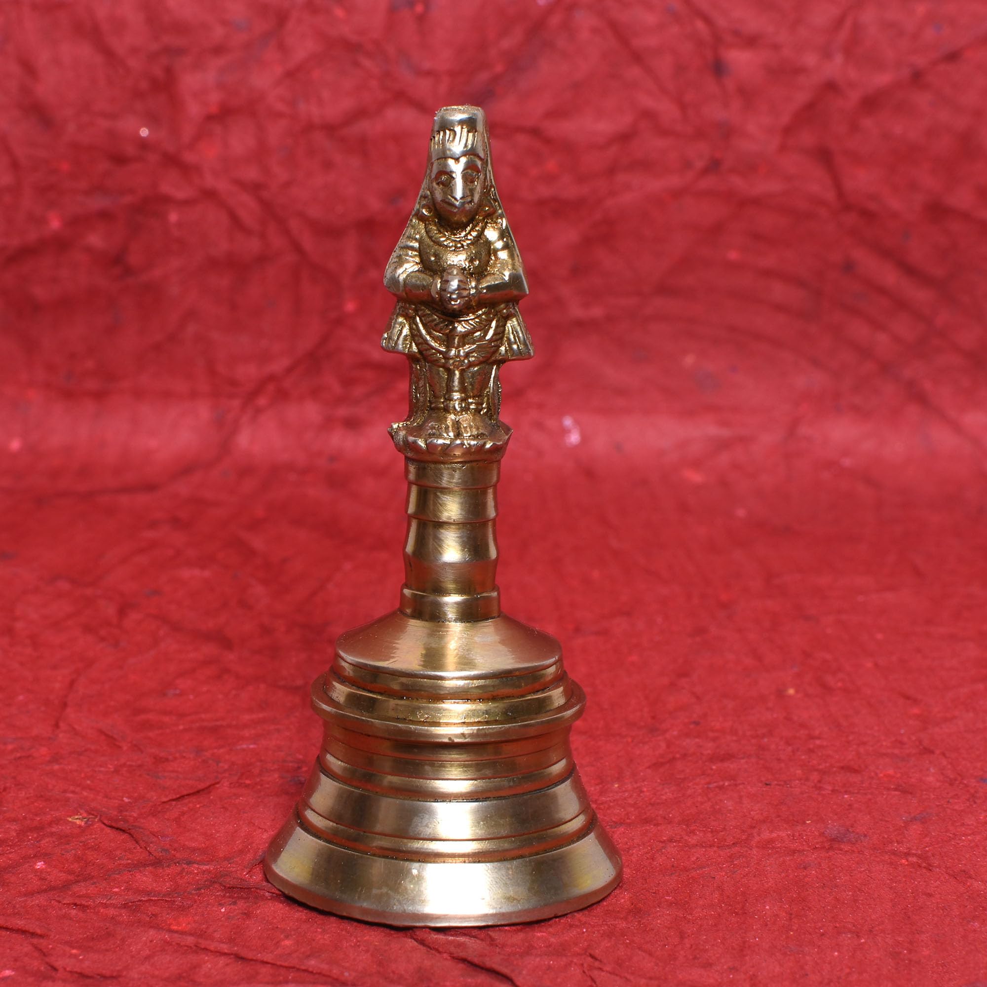 Cloche rituelle indienne Hanuman en laiton traditionnel massif