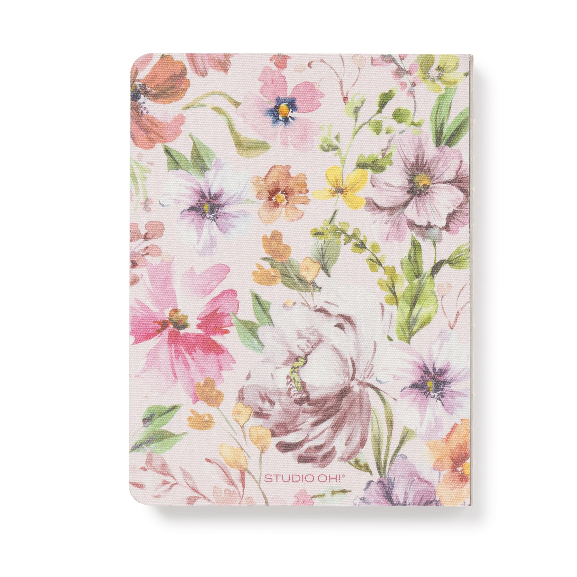 Studio Oh! Bella Flora Notizbuch, mittelgroß, 16,5 x 21,9 cm, 192 linierte Seiten, flachliegendes Hardcover-Tagebuch, koptisches gebundenes Notizbuch für Arbeit, Klassenzimmer und Meetings, 100 g/m²